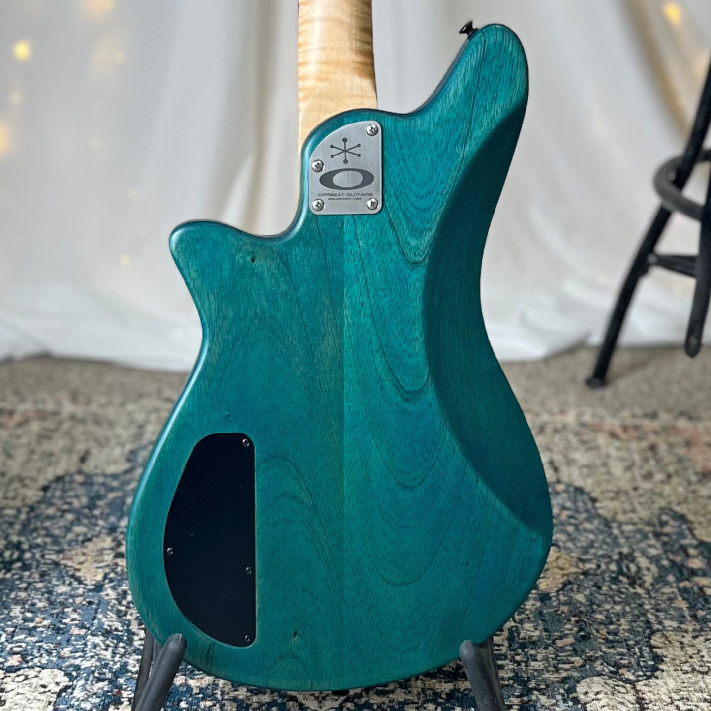 Carved Top Shelby P 30-Inch Short-Scale Bass in Turquoise with Nordstrand NP4 A3 Pickup (Passive) and V-T Electronics (Passive)