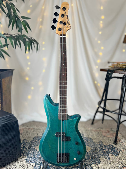 Carved Top Shelby P 30-Inch Short-Scale Bass in Turquoise with Nordstrand NP4 A3 Pickup (Passive) and V-T Electronics (Passive)