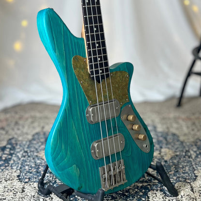Traditional Series Jacqueline TB2-34 34-Inch Long-Scale Bass in Bahama Skies with Fralin Custom Big Single T-Bird Pickup Set (Passive) and V/V/T (Passive) Electronics - 75