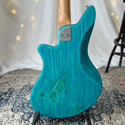 Traditional Series Jacqueline TB2-34 34-Inch Long-Scale Bass in Bahama Skies with Fralin Custom Big Single T-Bird Pickup Set (Passive) and V/V/T (Passive) Electronics - Back Square