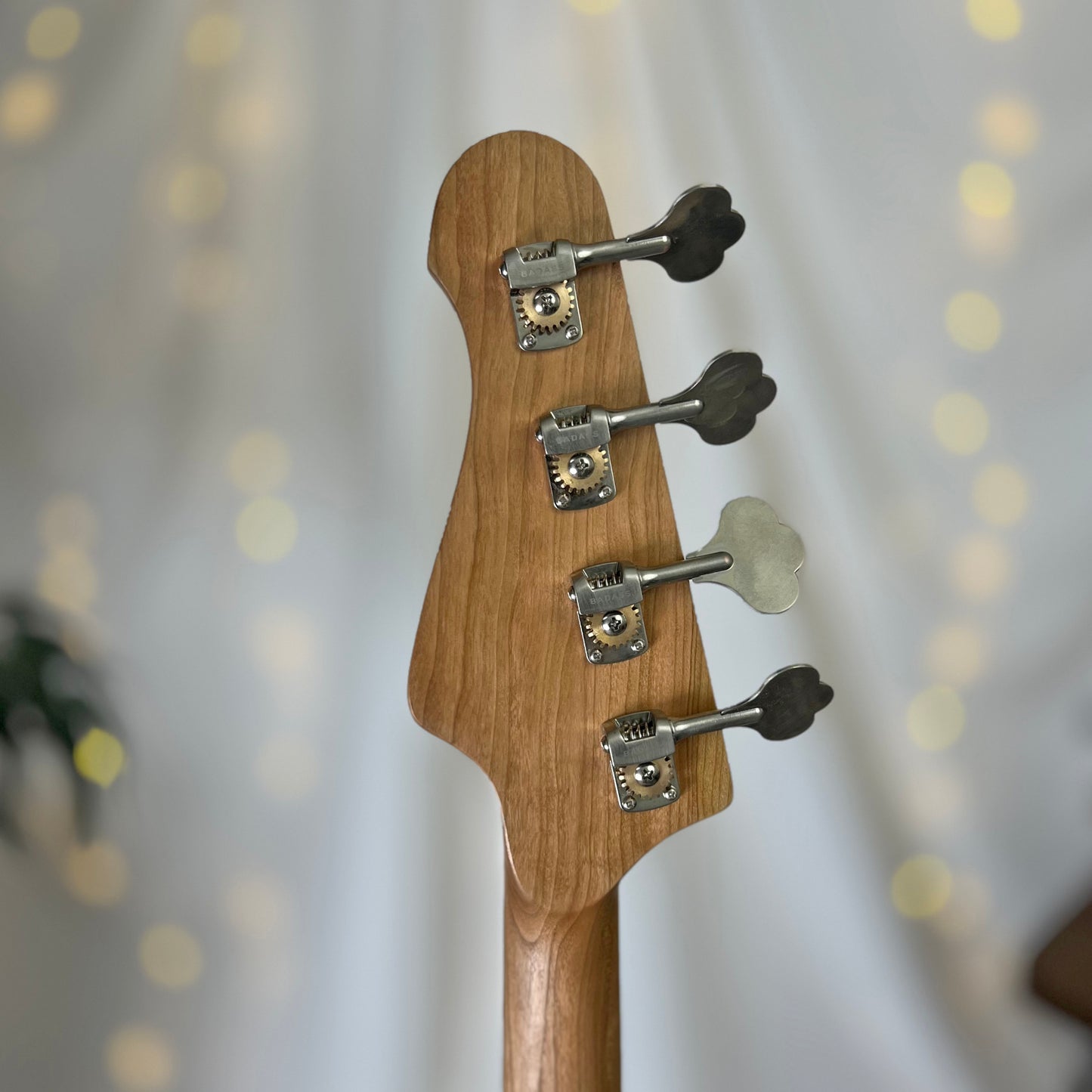 Traditional Series Jacqueline TB2-34 34-Inch Long-Scale Bass in Bahama Skies with Fralin Custom Big Single T-Bird Pickup Set (Passive) and V/V/T (Passive) Electronics - Headstock Back