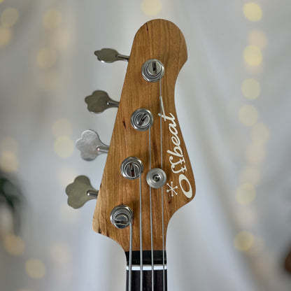 Traditional Series Jacqueline TB2-34 34-Inch Long-Scale Bass in Bahama Skies with Fralin Custom Big Single T-Bird Pickup Set (Passive) and V/V/T (Passive) Electronics - Headstock Front