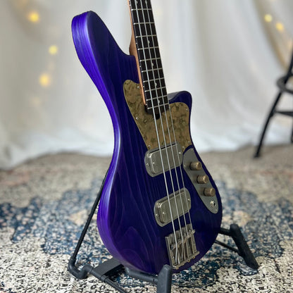 Traditional Series Jacqueline TB2-34 34-Inch Long-Scale Bass in Deep Purple with Fralin Custom Big Single T-Bird Pickup Set (Passive) and V/V/T (Passive) Electronics - 2E012004 - 75