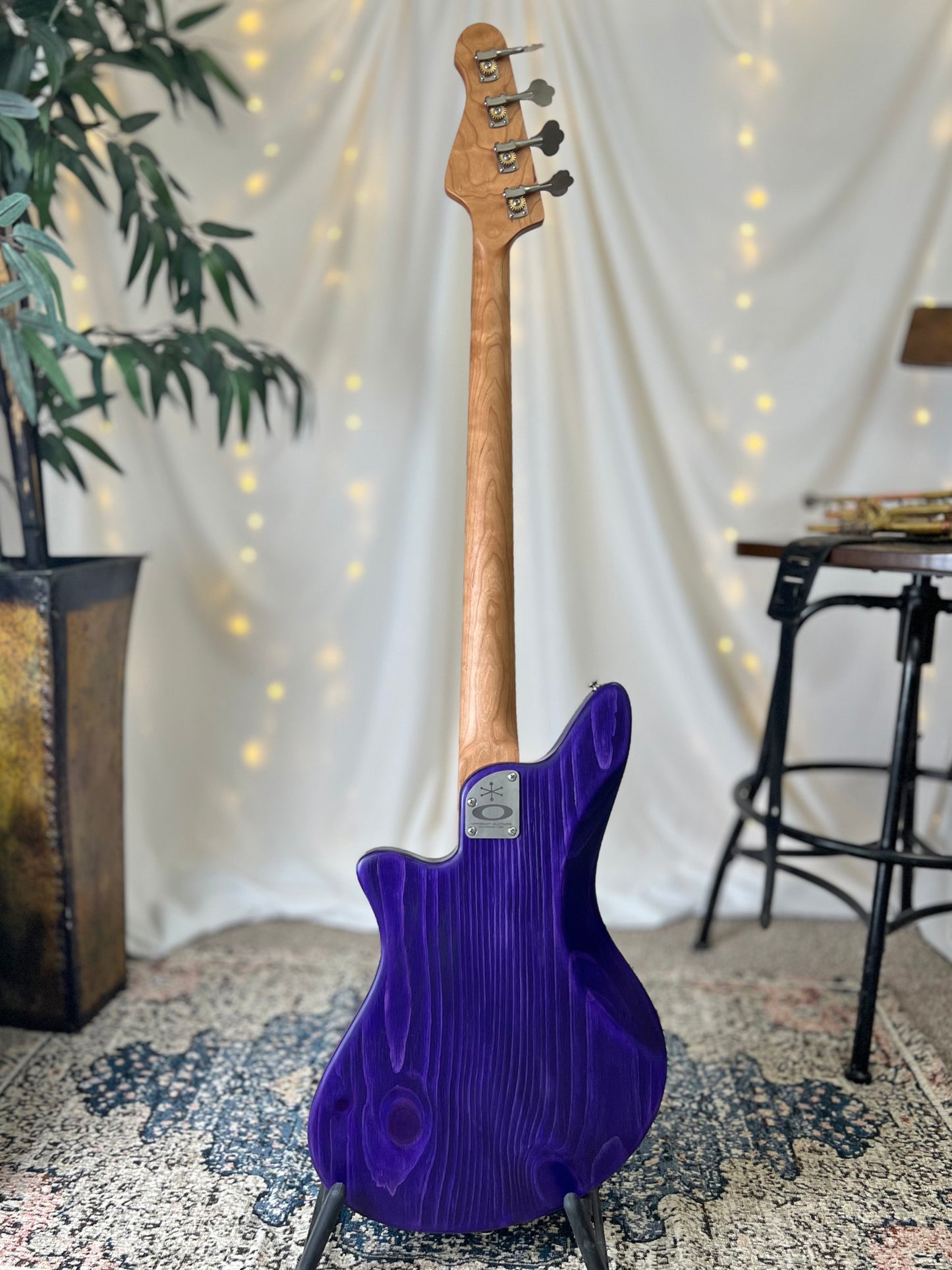 Traditional Series Jacqueline TB2-34 34-Inch Long-Scale Bass in Deep Purple with Fralin Custom Big Single T-Bird Pickup Set (Passive) and V/V/T (Passive) Electronics - 2E012004 - Back Full