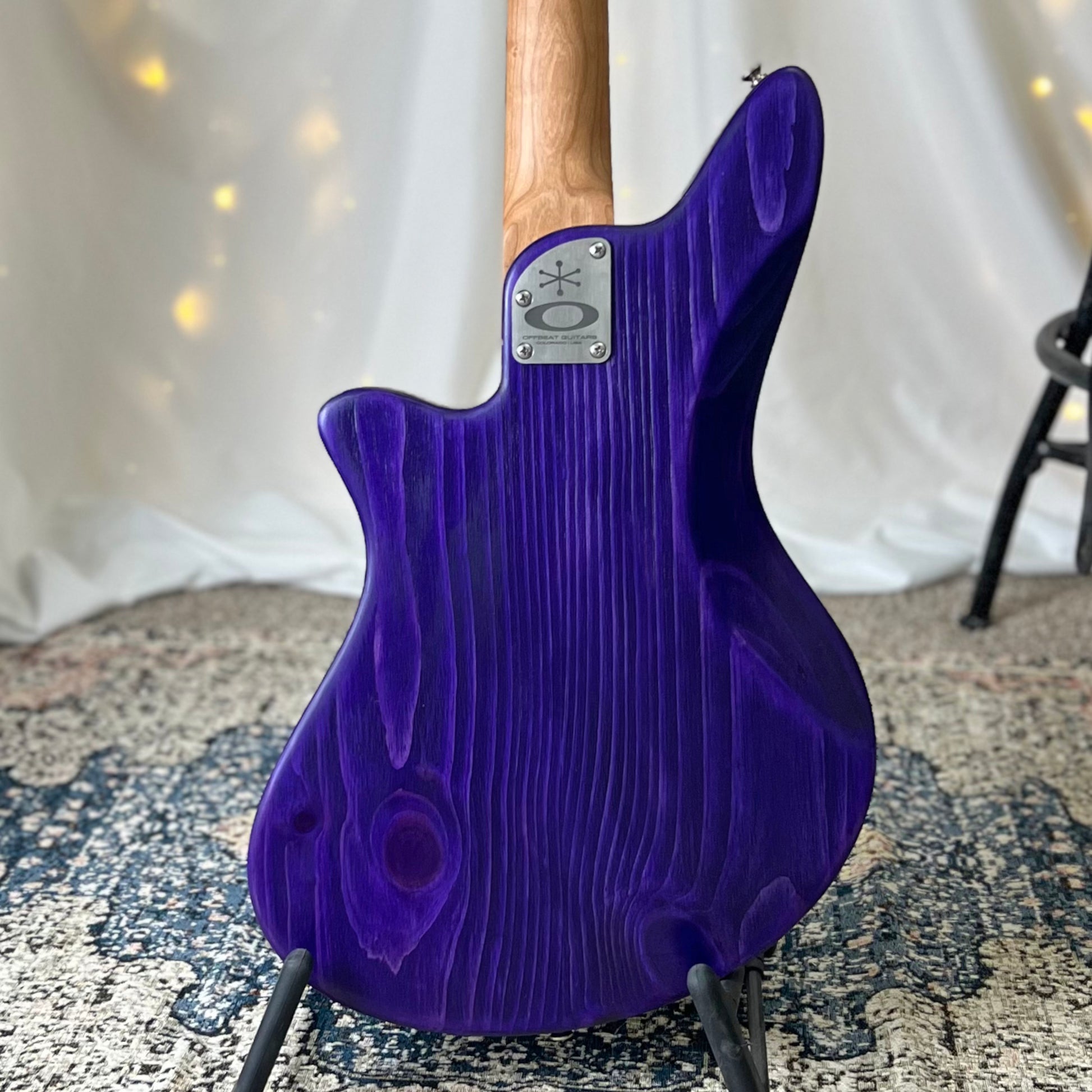 Traditional Series Jacqueline TB2-34 34-Inch Long-Scale Bass in Deep Purple with Fralin Custom Big Single T-Bird Pickup Set (Passive) and V/V/T (Passive) Electronics - 2E012004 - Back Square