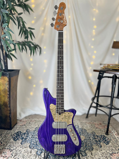Traditional Series Jacqueline TB2-34 34-Inch Long-Scale Bass in Deep Purple with Fralin Custom Big Single T-Bird Pickup Set (Passive) and V/V/T (Passive) Electronics - 2E012004 - Front Full