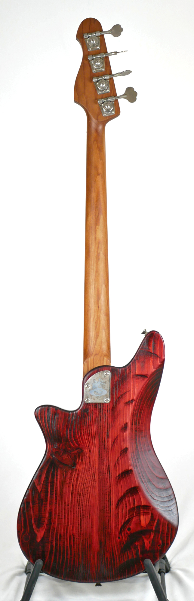 Marilyn MM 32" Medium-Scale Bass in Dark Cherry on Distressed Pine with EMG MMCS Pickup
