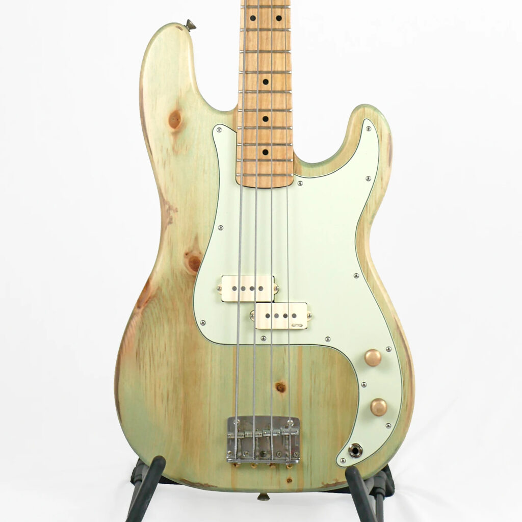 Offbeat Guitars Model P 34" Long-Scale Bass in Sea Glass on Textured Pine