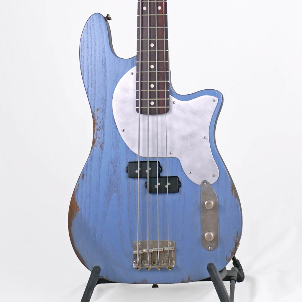 Priscilla P 34" Long-Scale Bass in Peri Blue Metallic Relic on Distressed Catalpa with Nordstrand NP4A A3 Pickup