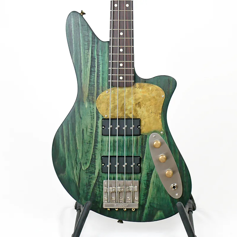 Offbeat Guitars Jacqueline SB2 32-Inch Medium-Scale Bass in Emerald City on Distressed Pine with Nordstrand Big Single Pickups