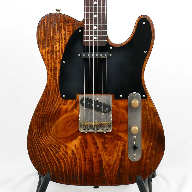 Offbeat Guitars Model T Guitar in Salted Caramel on Distressed Pine