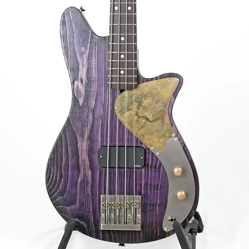 Offbeat Guitars Shelby TB 30-Inch Short-Scale Bass in Grape Glow on Distressed Pine with EMG TBHZ Pickup and Hipshot KickAss Bridge