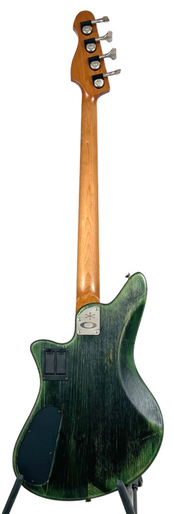 Offbeat Guitars Jacqueline aka "Jax" SB2 32" Medium-Scale Bass in Emerald City Eclipse on Textured Pine - back