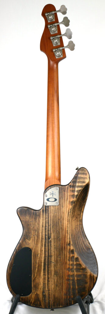 Shelby P 30" Short-Scale Bass in Old Barn Brown on Distressed Pine