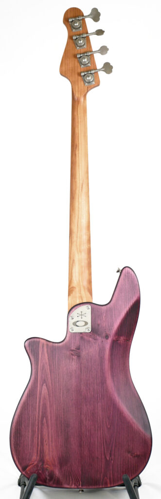 Raquel P2 34" Long-Scale Bass in April Wine on Textured Pine