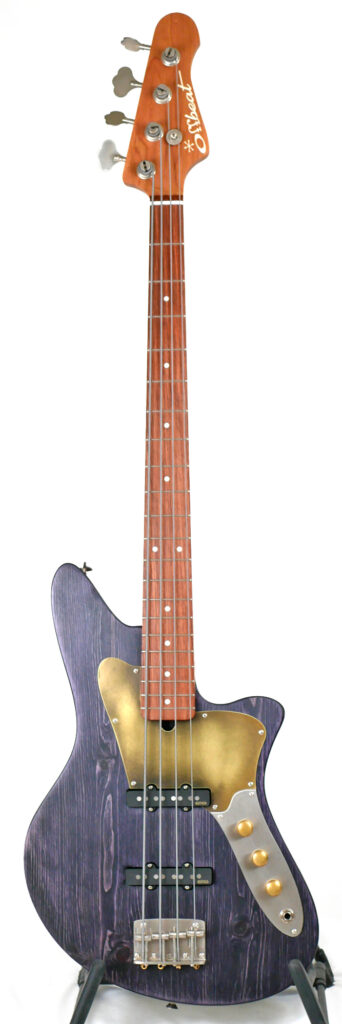 Jacqueline J2 32" Medium-Scale Bass in Black Plum on Textured Pine with EMG JVHZ Pickup Set