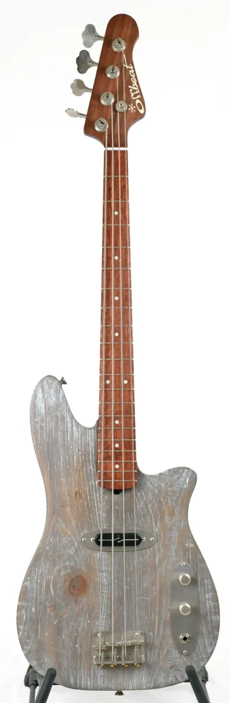 Roxie S 30" Short-Scale Bass in Shipyard Gray on Distressed Pine w/ Fralin Split Blade Strat Pickup