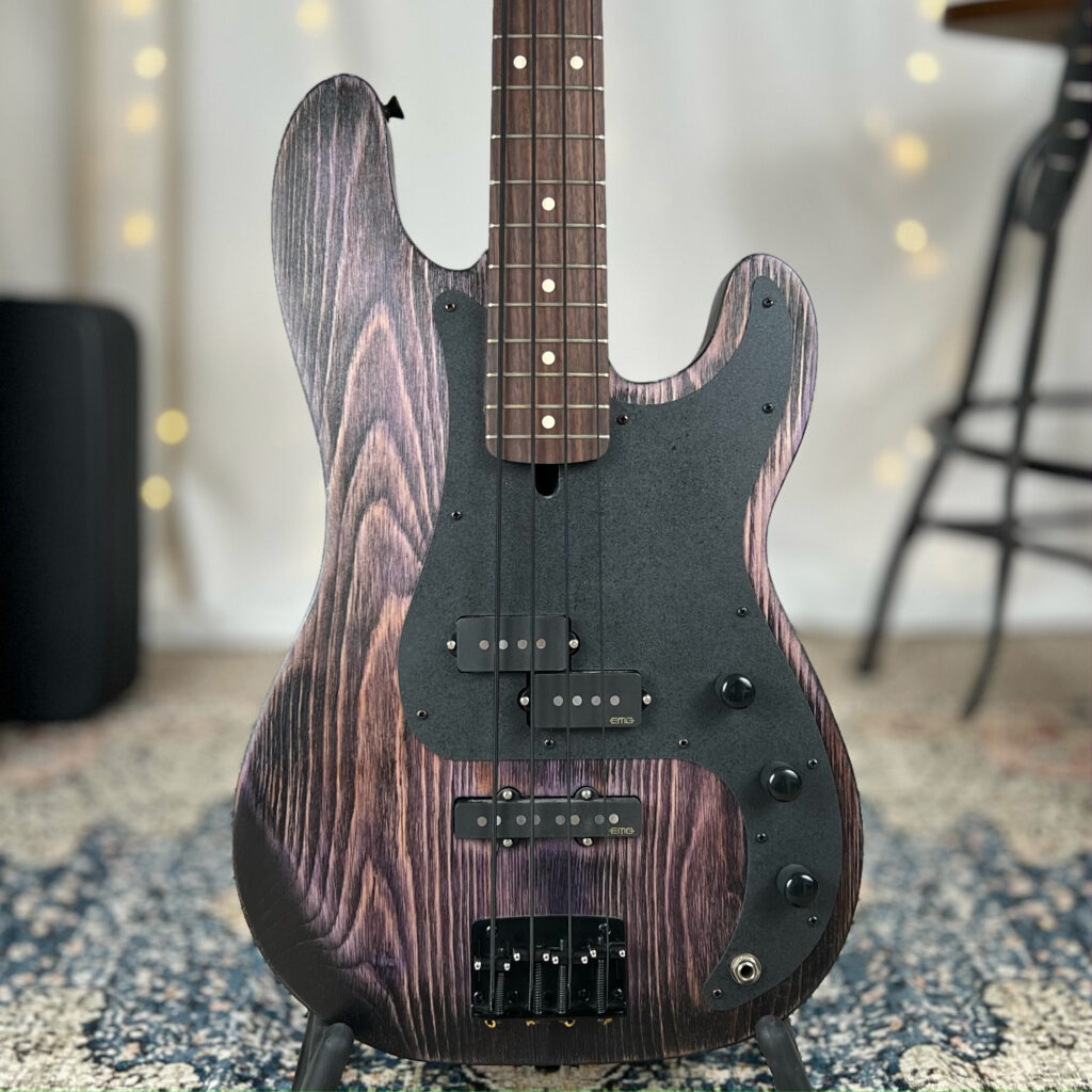 Pamela P 34" Long-Scale Bass in Wild Violet on Textured Pine with EMG Geezer Butler P Pickup