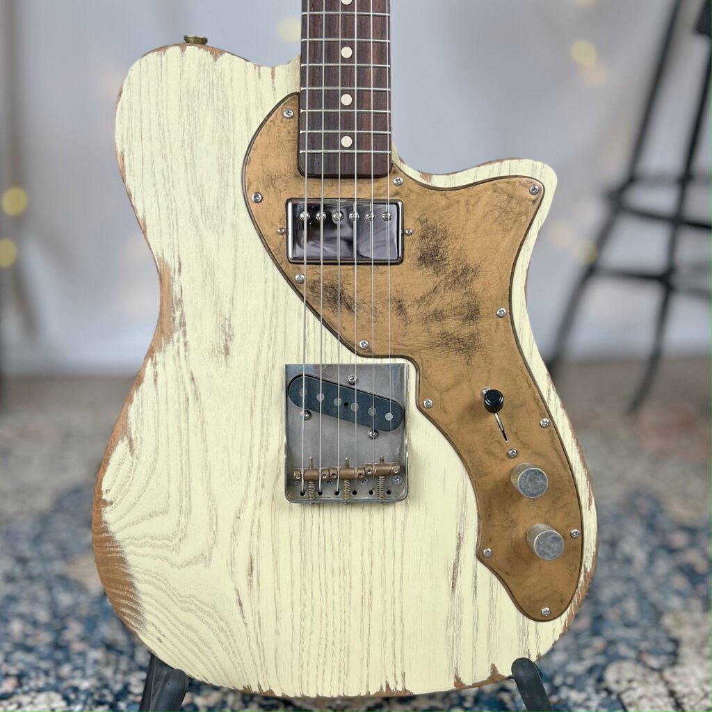 Tish Guitar in Vintage Cream Relic on Distressed Catalpa with Mojotone Classic Humbucker and Hot Rod Tele Pickups