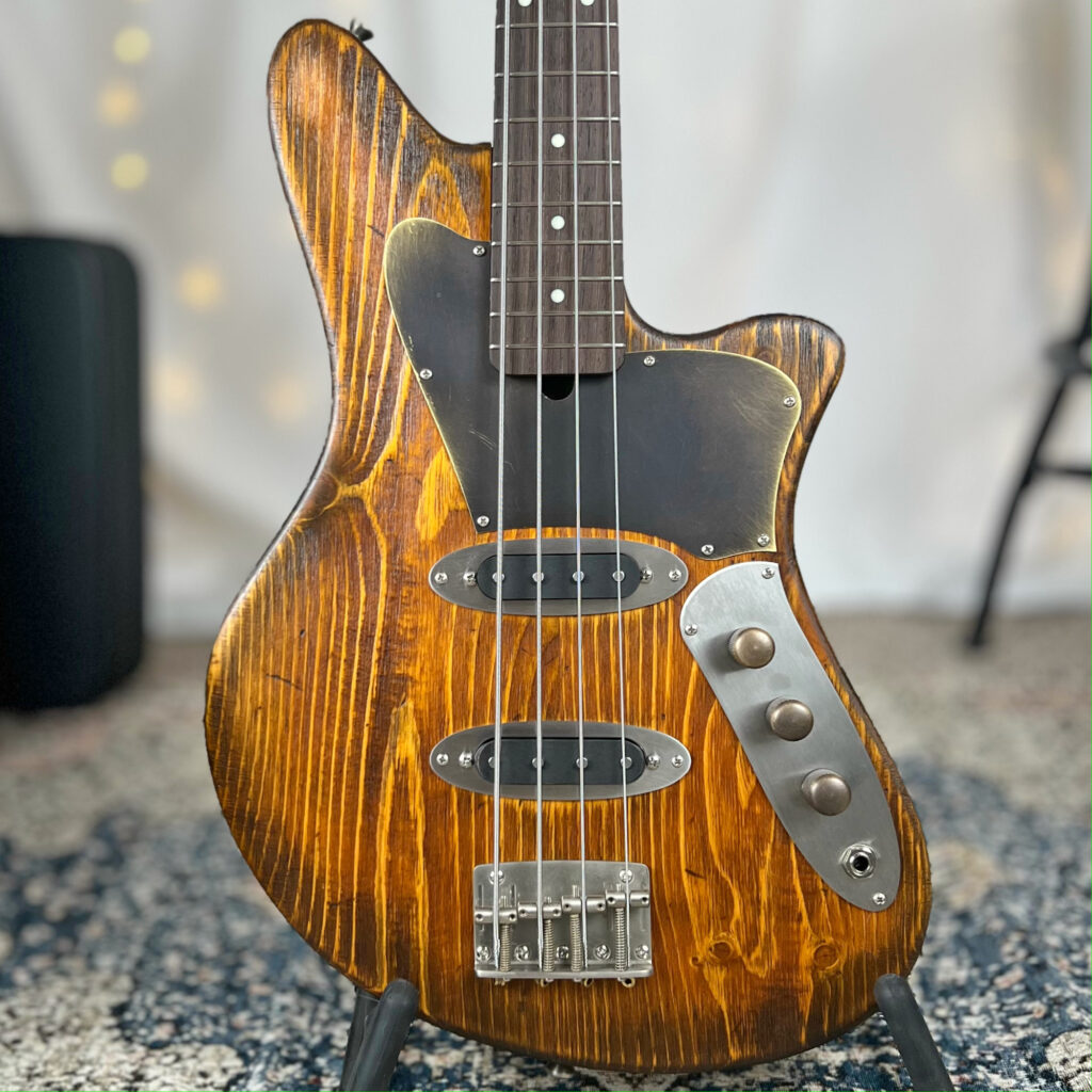 Jackie-O S2 30" Short-Scale Bass in Salted Caramel on Distressed Pine with Nordstrand 51P4 Single Coil Pickups