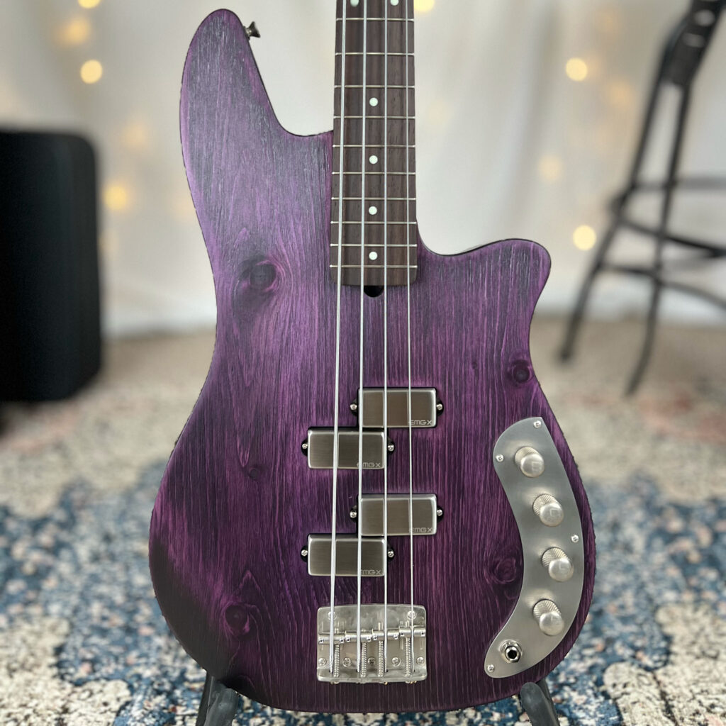 Raquel P2 34" Long-Scale Bass in Wild Violet on Textured Pine with EMG PCSX and PAX Pickups and V/V/T/EXB Active Electronics