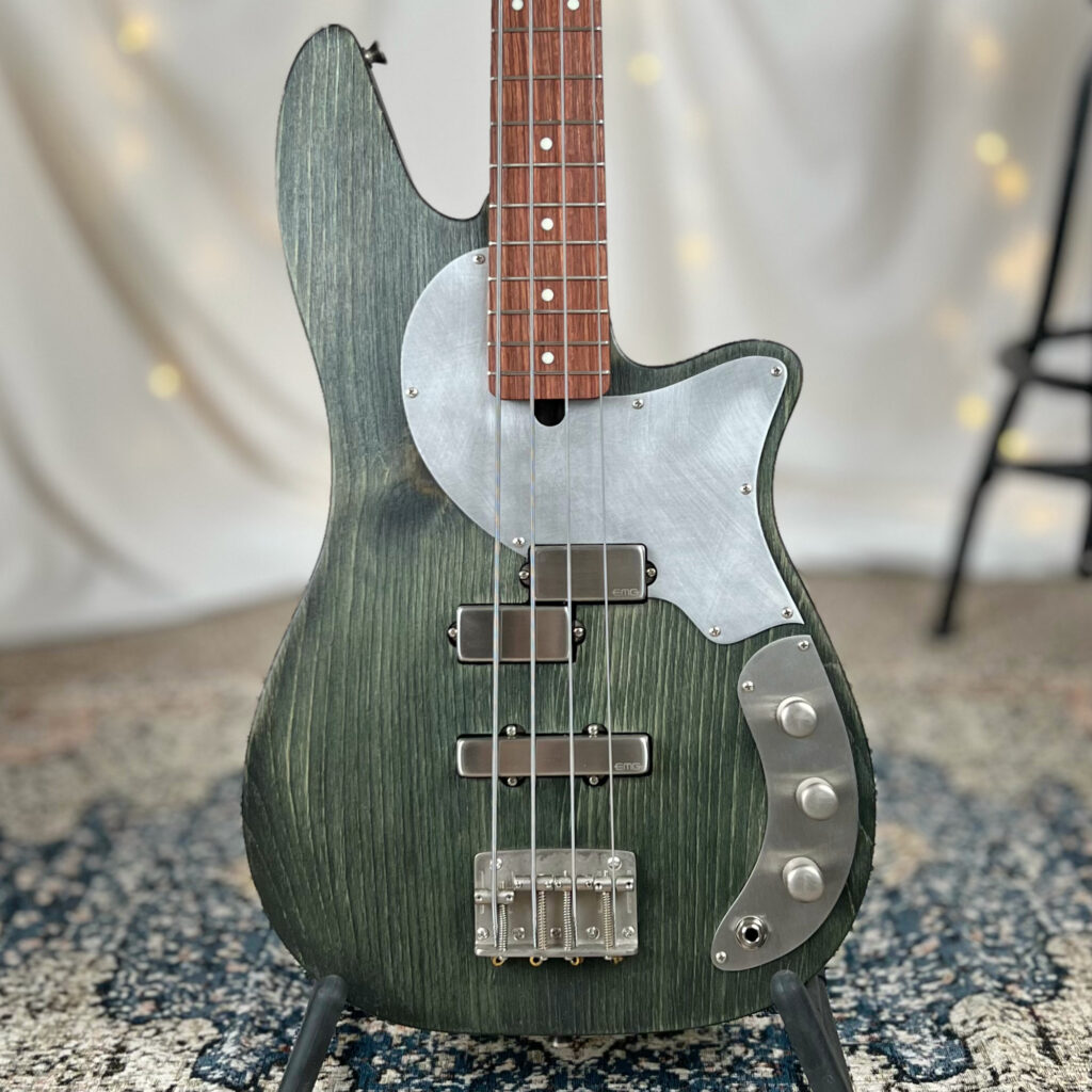 Roxanne PJ 32" Medium-Scale Bass in Deep Forest on Textured Pine with EMG PJ Pickup Set