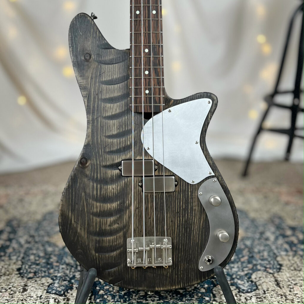 Shelby P 30" Short-Scale Bass in Thunderstruck Gray on Distressed Pine with EMG Geezer Butler P Pickup